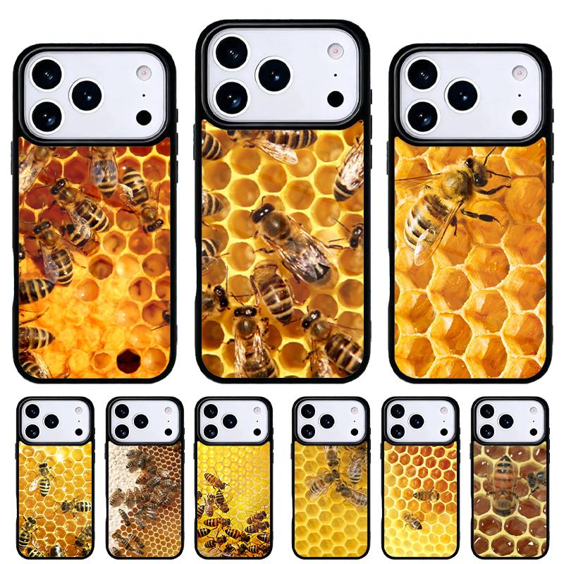 Bumble Bee Honeycomb Honey Phone Case for iPhone 17 16 15 14 13 Pro Max Back Cover for 12 11 Pro Coque