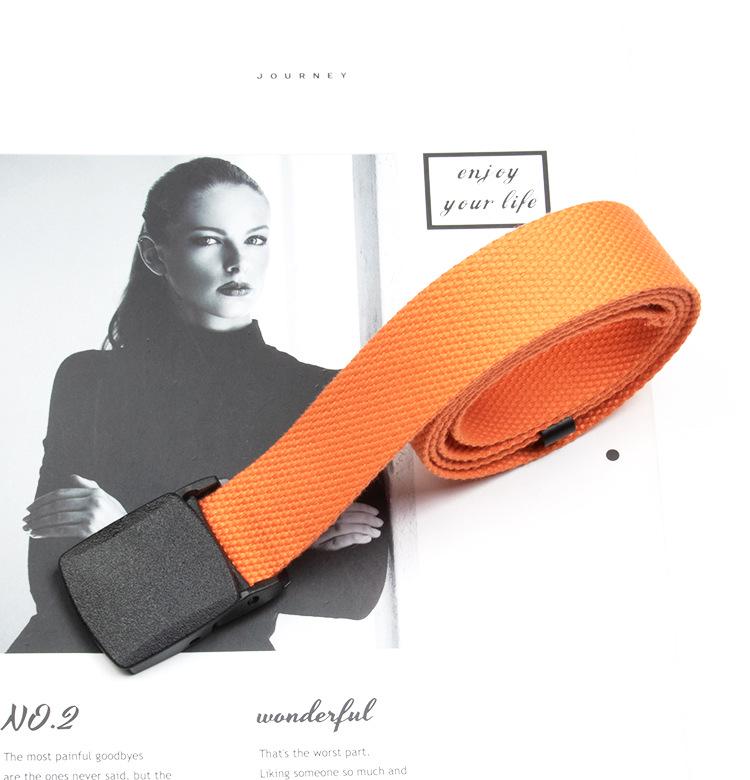 3.2cm Metal-Free Smooth Canvas Belt with Plastic Buckle for Student and Youth Jeans