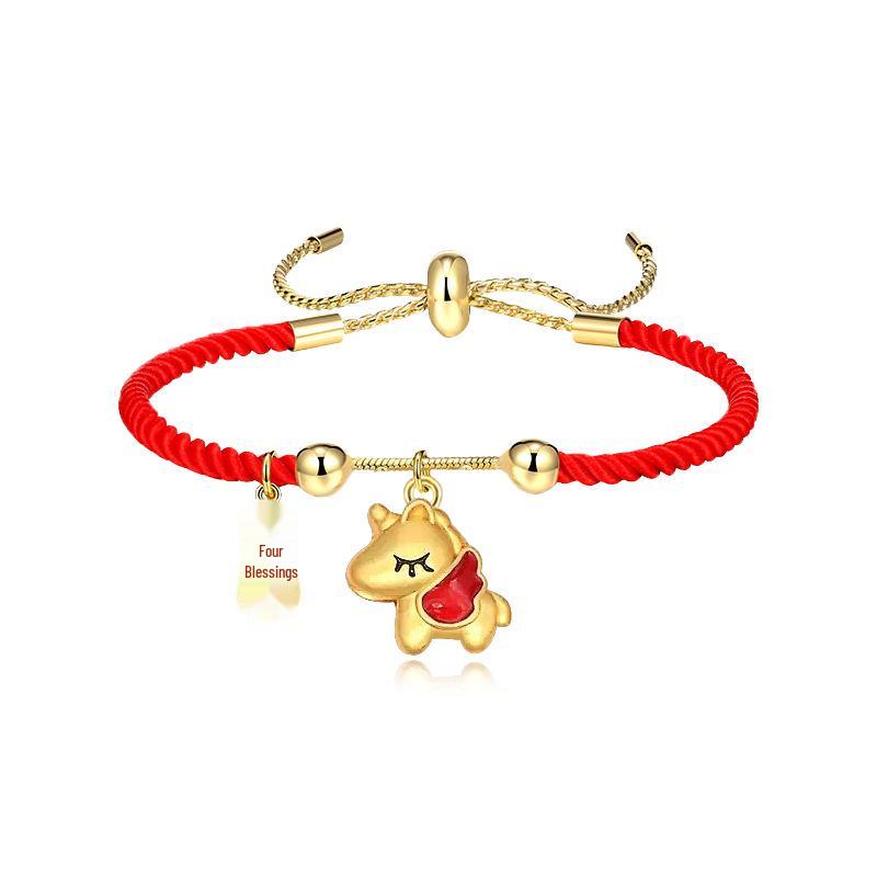 Chinese Zodiac Year of the Horse Red Rope Bracelet – Auspicious New Year Blessing, Fashionable, Retro, Adjustable