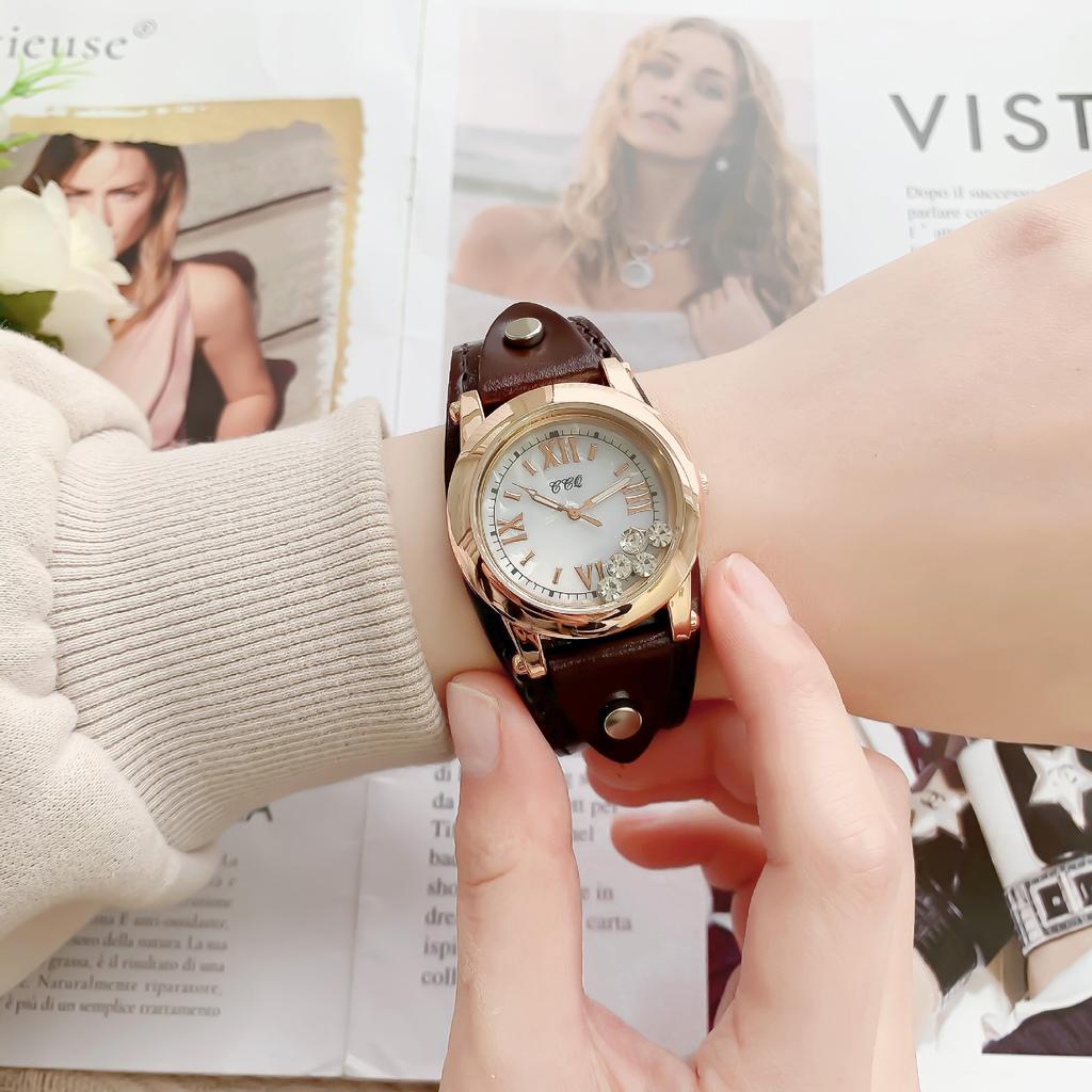 Piece Retro Watch Fashion Mechanical Watch Round Leather Strap Women'S Watch Women'S Watch