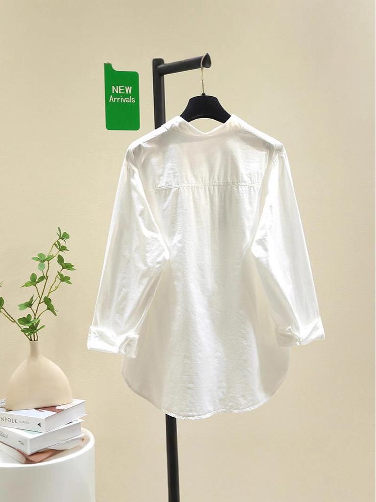 Katzenstickerei Reine Baumwolle Damen Langarmshirt - Herbst Lässig Vielseitiges Oberteil