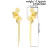 Salircon New Elegant Gold Color Flower Long Tassel Pendant Earrings Women Fashion Simple Metal Piercing Ear Banquet Jewelry Gift