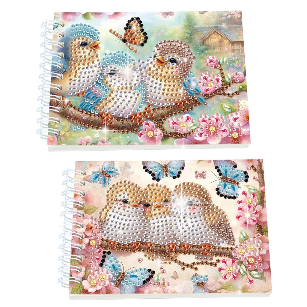 2 Pack Flower Animal DIY Diamond Painting Journals Notebooks Special Shaped Diamond Art Diary Book Christmas Gift for Adults