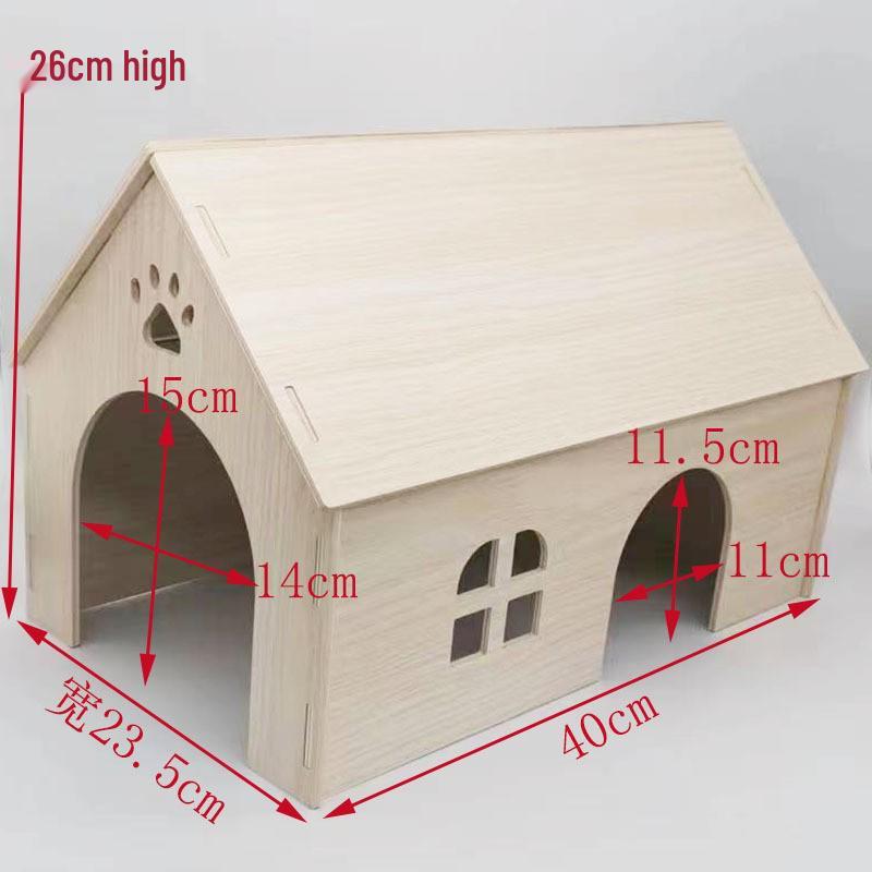Wooden House for Small Pets: Hamster, Guinea Pig, Rabbit, Hedgehog, Chinchilla | Large Nest and Play Toy