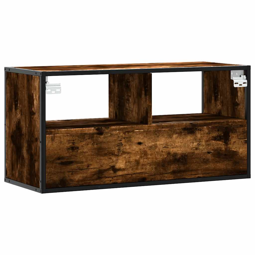 TV Stand Smoked Oak 80 x 31 x 39.5 cm Engineered Wood and Metal