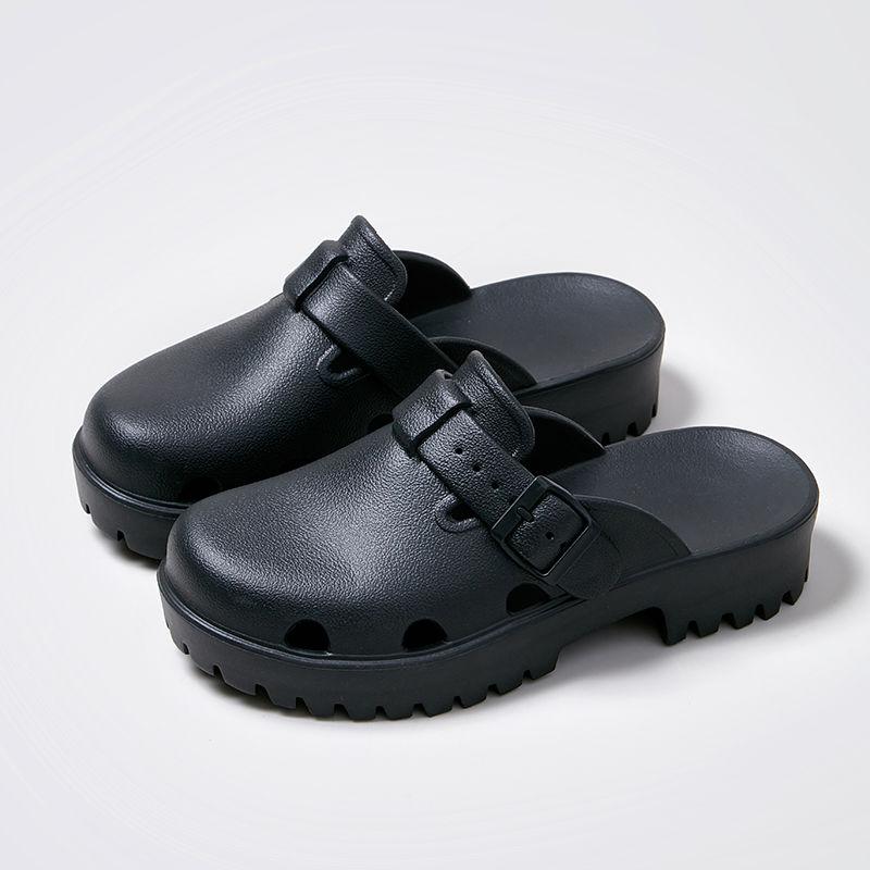 Fashion Slides Black Round Toe Women's Mules Slippers and Ladies Sandals Platform Shoes New Fashion Casual Wholesale Original Pvc Eva 39