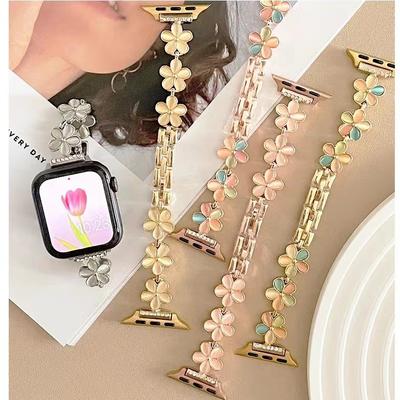 Watchband Suitable for Apple Clover Metal Chain Niche Iwatch9 Watch Strap Apple Watch Watch Strap