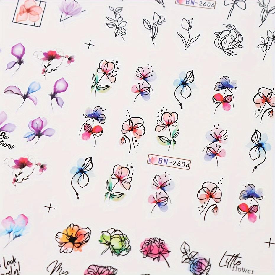 Nail Sticker Flower Water Transfer Nail Decal Wraps Nail Art Tips Manicure Decor