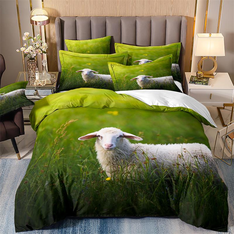 King Size Bedding Set For Adults,Duvet Cover,Print Cock,Hen, Sheep,Cow,hamster,Animal, Poultry,Double Bed Cover With Pillowcases