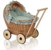 Sweet Baby Wicker Doll Pram with Bedding Set Sage and Soft Padding Chiara