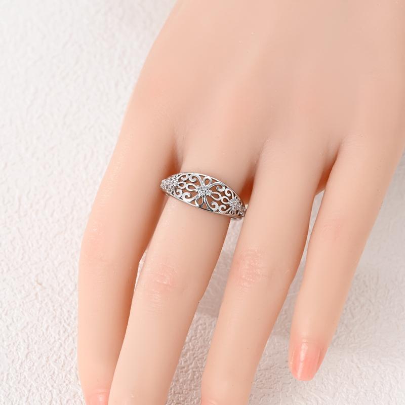 CopperOriginal Rings Vintage Openworked Floral Zircon Rings For Women Girls Jewelry Birthday Anniversary Gifts