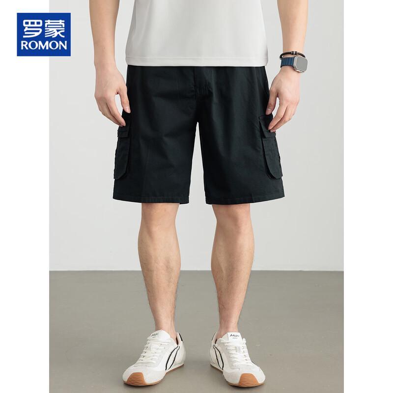 ROMON Men's 100% Cotton Loose Cargo Shorts