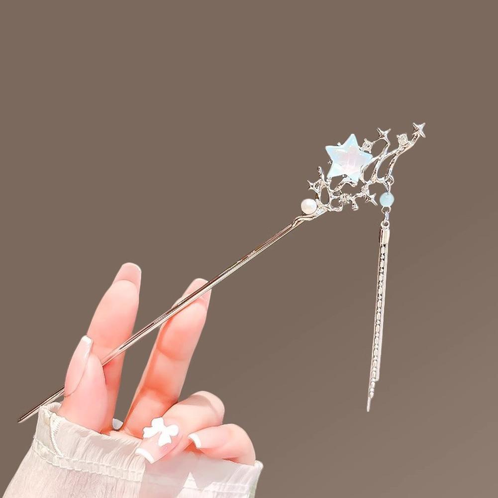 Light Luxury Starry Sky Moonstone Tassel Hairpin Hair Accessory Elegant Hair Stick for Women