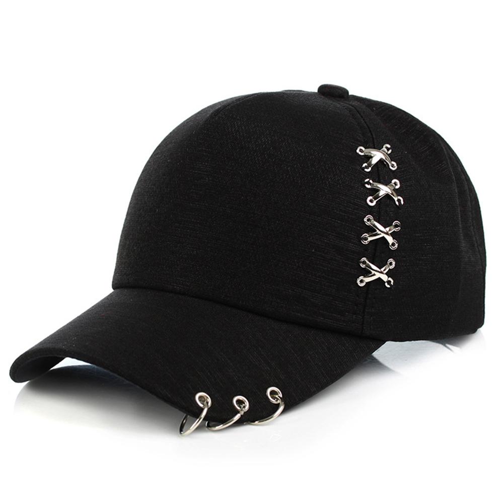 Men Women Fashion Adjustable Metal Rings Casual Baseball Cap for Lovers