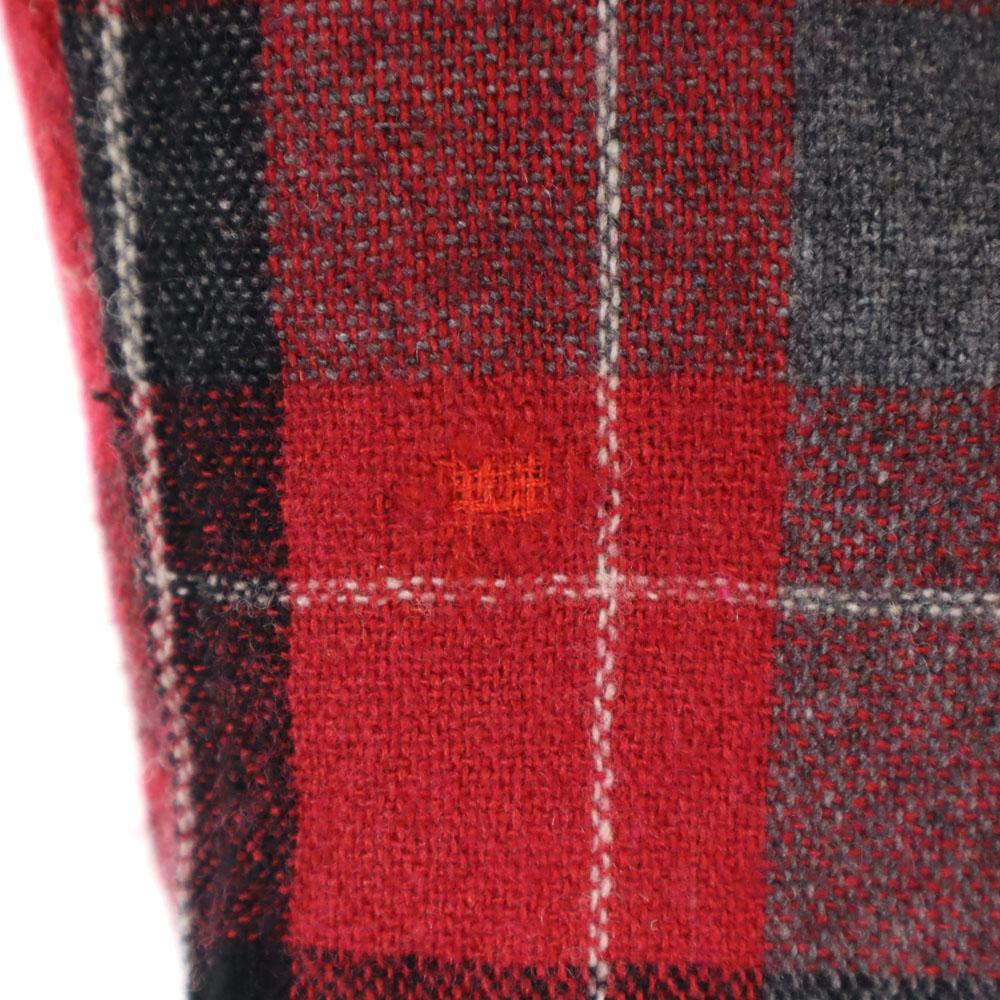 Truval 50s 60s Open Collar Vintage Box Silhouette Rayon Check Pattern Long Sleeve Open Collar Shirt Men's Used