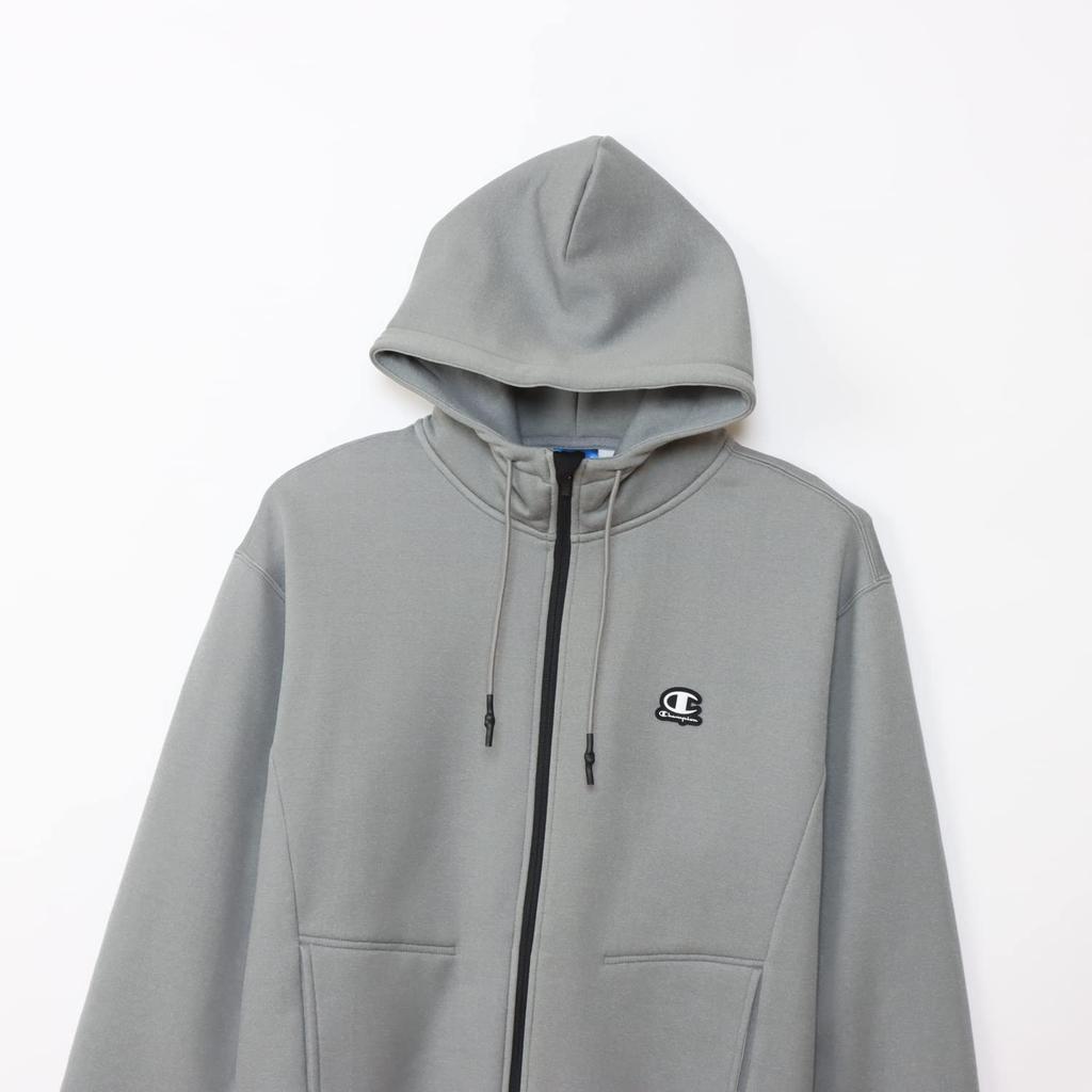 Parka Long Sleeve Stretch Thermal Script Logo TECH TERRY Zip Hooded Sweatshirt Sports Oxford Gray L [Champion] WEAVE(R) Men's C3-YS105