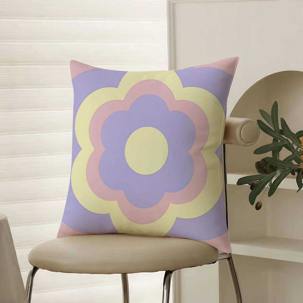 Cute Minimalist Pattern Print Flower Pillow Case Comfort Sofa Bed Silky Elegant Invisible Zipper Decorative Cushion Cover