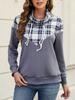 Autumn New Women's Top Printed Long Sleeved Patchwork Round Neck Hooded Pocket Sweatshirt for Women