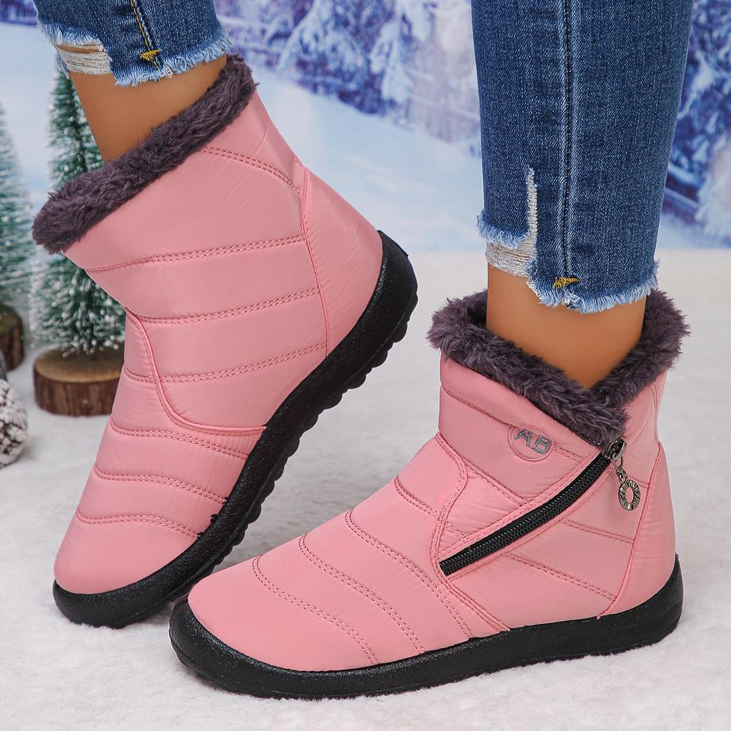 Women Snow Boots  Comfortable Waterproof Women Shoes Retro Luxury Zipper Shoes Woman Winter Soft Thickened Fluff Boots Women