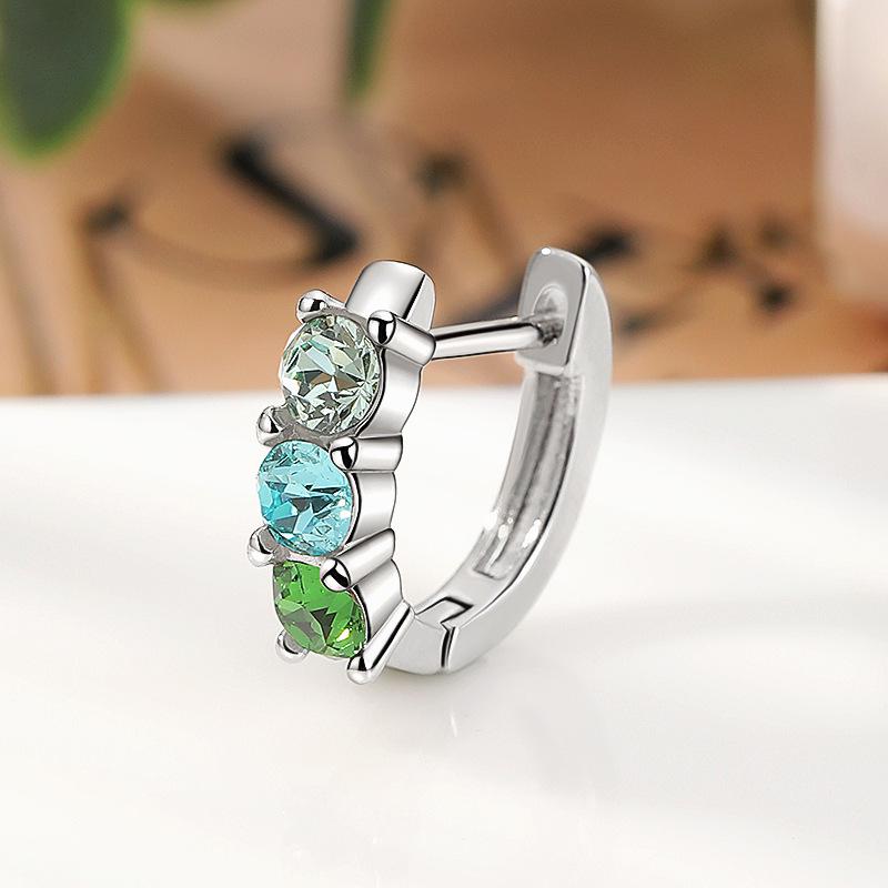 Exquisite Zircon Stud Earrings: Stylish Titanium Hoop with Micro-Paved Shiny Edge Design.