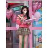 Zhao Jinmai Style Pink Fair Isle Knit Cardigan Jacket - Women's Winter 2025 Collection