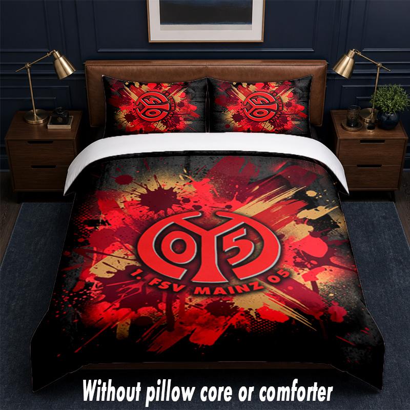 Mainz FC Design Bed Bedding Set 1 Duvet Cover + 2 Pillowcases Soft Breathable Household Bed Linens