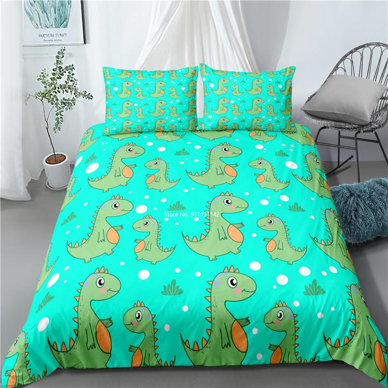 Cartoon Dinosaur Digital Print Bedroom Home Textile Children's Bedroom Down Quilt Cover Pillowcase Multisize Bedding Set