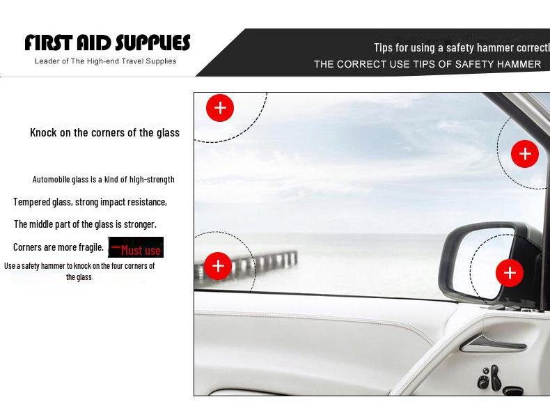 Car Safety Hammer Tool with Base - Window Breaker & Cutter R-7115