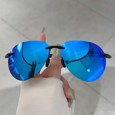 Men Sunglasses Classic UV400 Fashion Driving Sports Unbreakable Rimless Oval Male Women's TR90 Frame Sun Eyewear