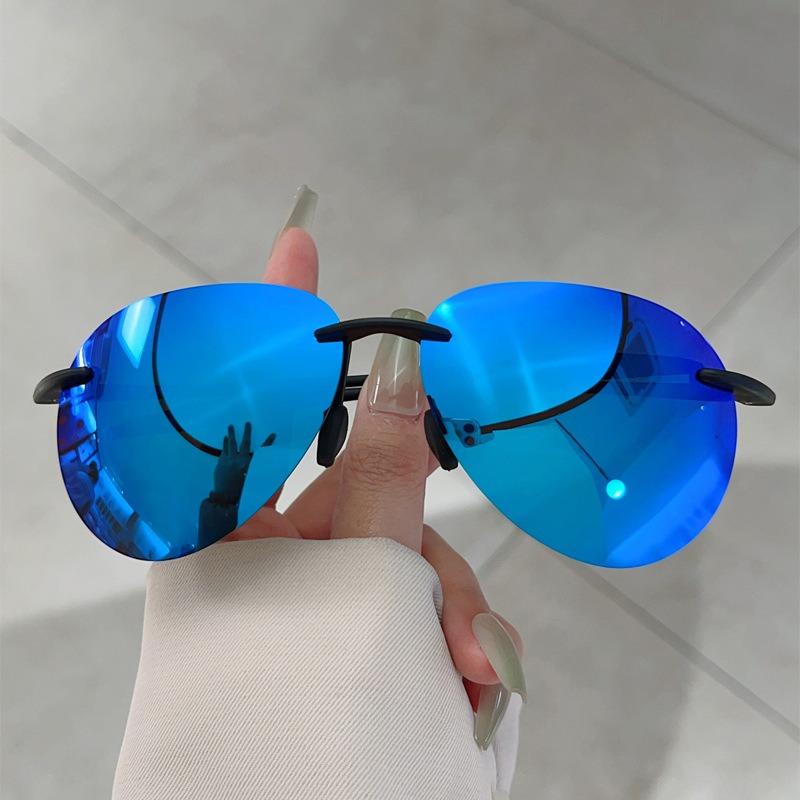 Men sunglasses Classic UV400 Fashion Driving Sports Unbreakable Rimless Oval Male Women's TR90 Frame Sun Eyewear