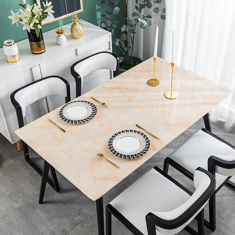 Modern Simple Pvc Waterproof, Oil-Proof And Anti-Scalding Leave-In Tablecloth Coffee Table Cloth Dining Table Mat Soft Glass Internet Celebrity