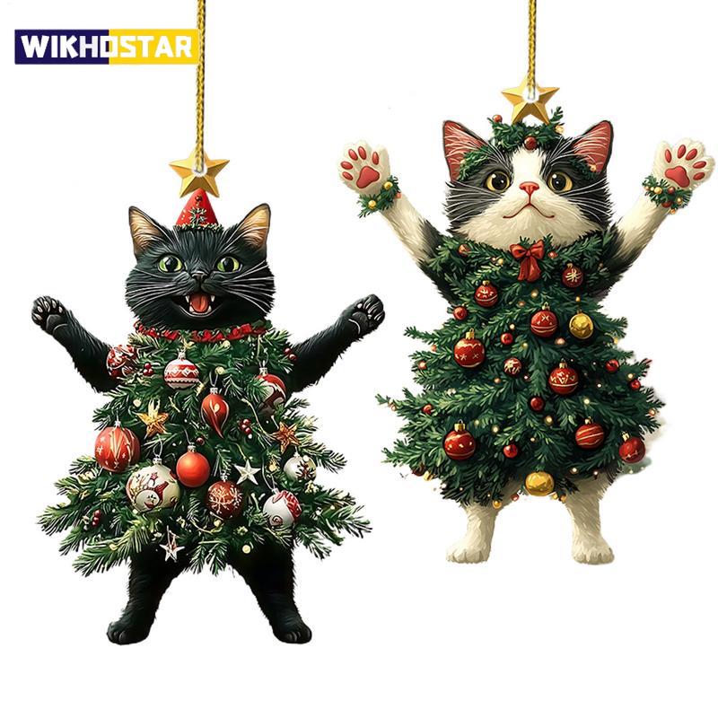1PC Christmas Tree Pendants Cute Cat Hanging Ornaments for Car Backpack Xmas Tree Decorations Party Supplies New Year Gifts