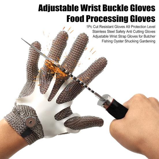 1Pc Cut Resistant Gloves A9 Protection Level Stainless Steel Safety Anti