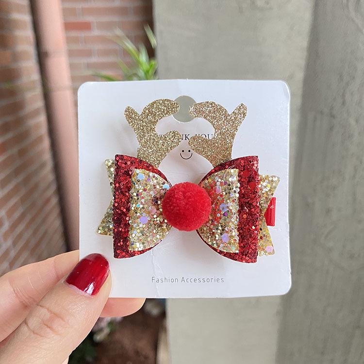 Christmas Cartoon Hair Clips for Girls - Red Holiday Hairpins and Accessories