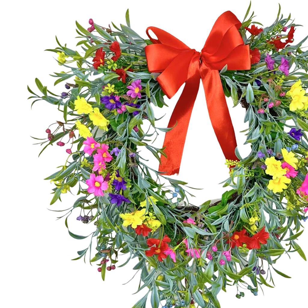 Heart Wreath Front Door Garland Artificial Spring Festival Decor Ornament Decorative Gypsophila Wreath for Party Window Porch