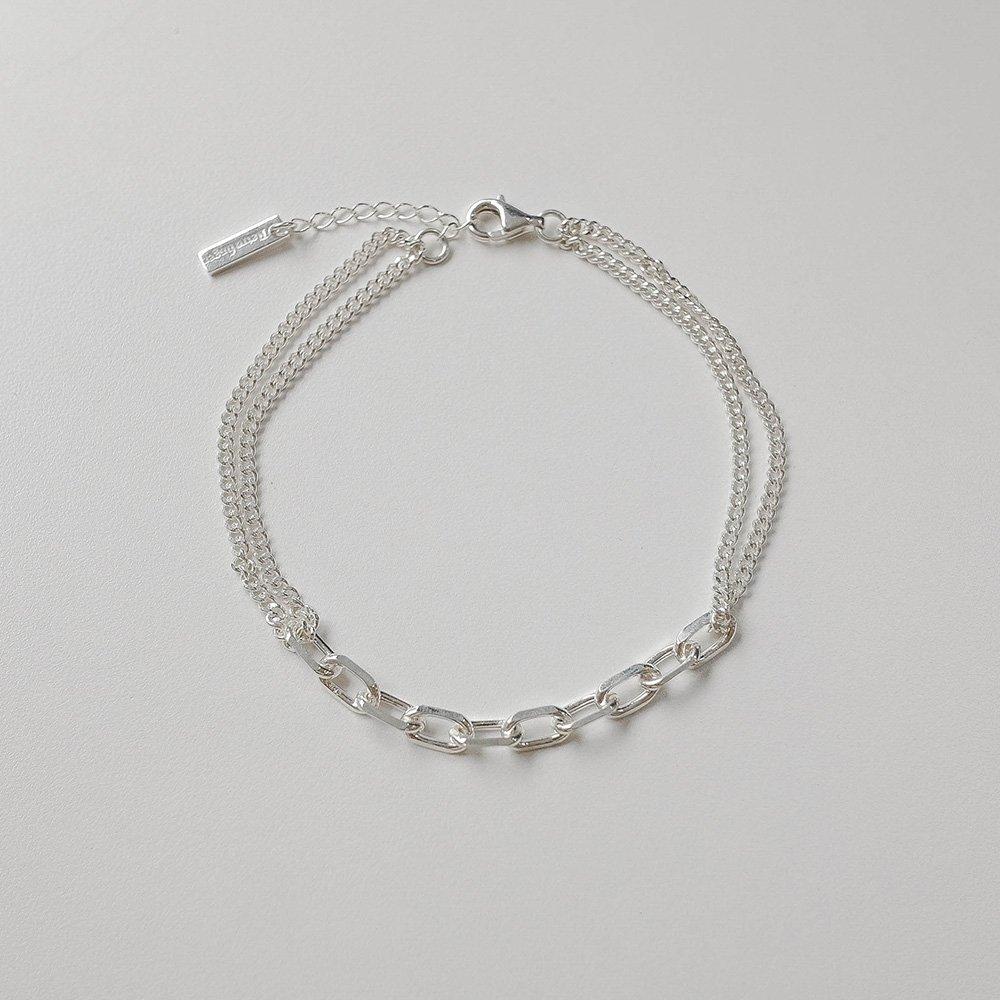 925 Silver Clip Mixed Chain Silver Bracelet Unique Point Two-row Bracelet