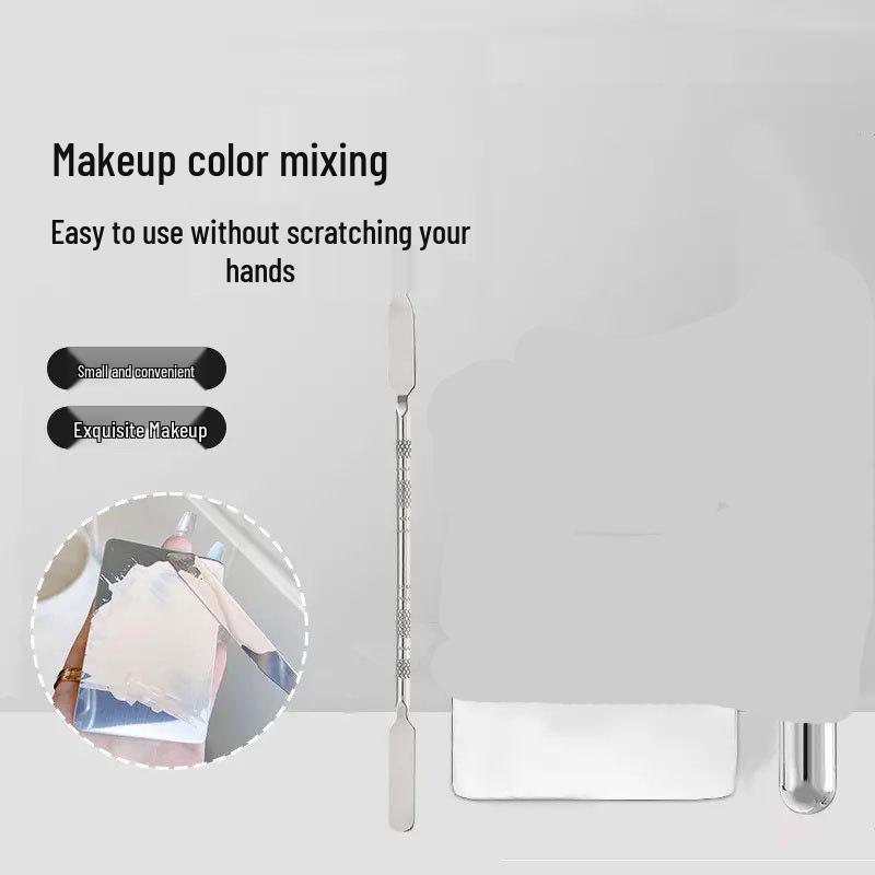 3-Piece Foundation Set: Flat Foundation Brush, Spatula, and Color Mixing Palette Ring