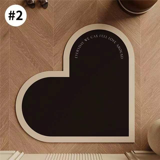 

Коврик для спальни в форме сердца, коврик для входной двери, нескользящий, диатомовый, впитывающий, не требующий стирки, грязный коврик для входа 50*50cm