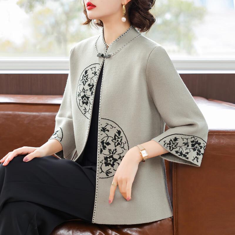 

Вязаный кардиган в китайском стиле для женщин среднего возраста 3XL