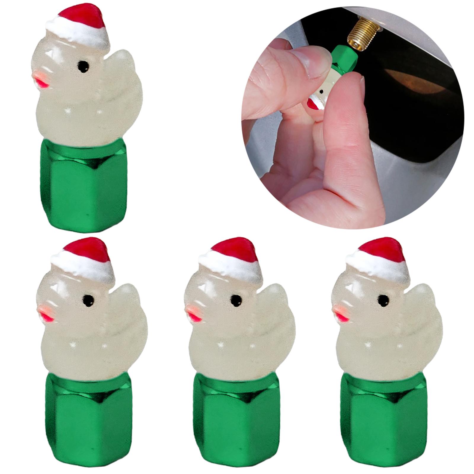 

4 Pack Christmas Duck Glow in The Dark Tire Valve Caps Decorative Tire Valve Caps Tire Air Valve Caps for Car Motorcycle Bicycle зелёный