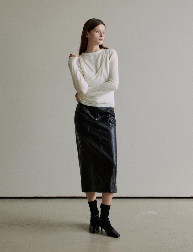 THEELO 2-Way Alpaca Round Cardigan Knit (Ivory)