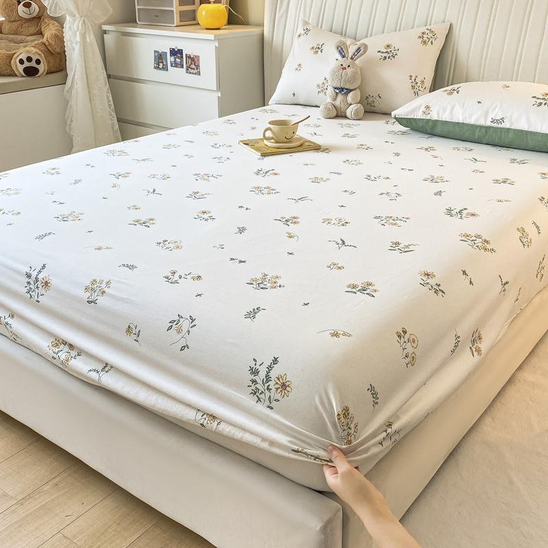 Small Fresh Floral Pattern,100% Cotton,Fitted Sheet With Deep Pocket 160x200,No Pillowcase,Soft Breathable,133x72 Fabric