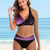 Costum de baie Tankini Bikini Halter dama Costum de baie cu imprimeu meteorit violet