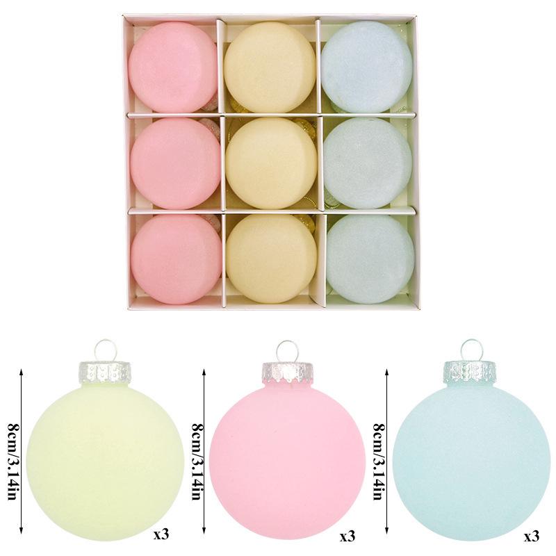 Cross-border Multi-color Flocked Christmas Ornament Set - PET Round and Boxed Balls for Tree Decoration