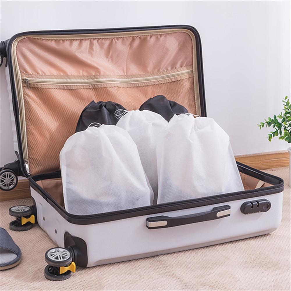 100pcs Shoe Dust Covers Non-Woven Dustproof Drawstring Clear Storage Bag Travel Pouch Shoe Bags Drying Shoes Protect