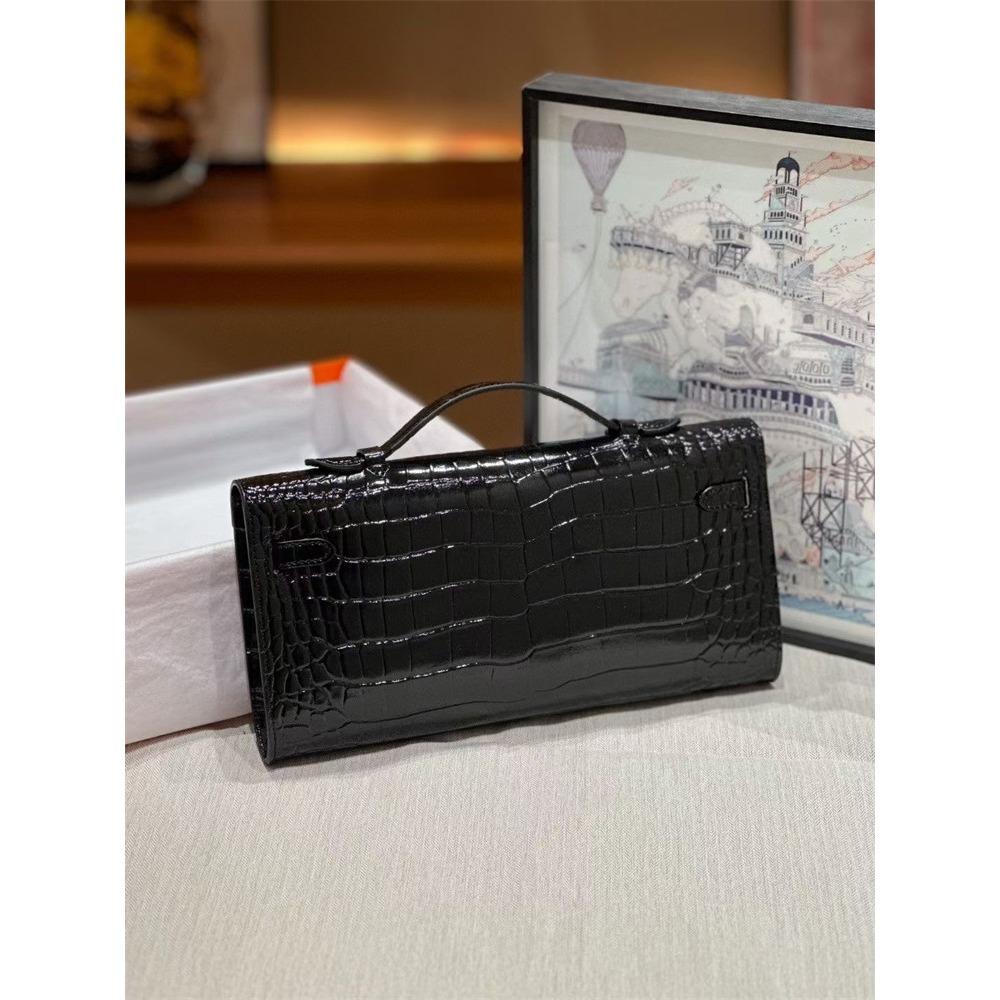 Nová dlouhá KL spojková taška vzor dlaně hovězí kůže vzor aligátora hovězí kůže taška pod paži taška přes rameno dámská taška trend