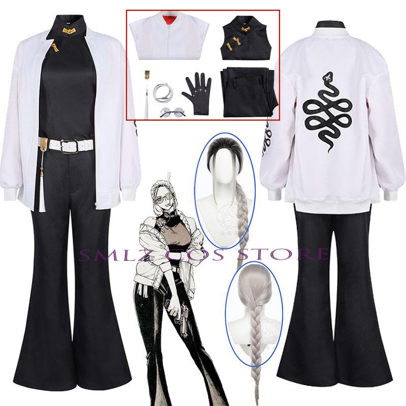 Tao Saotome Cosplay Anime Gokurakugai Cosplay Kostuum Tao Saotome Wit Uniform Pruik Pak Halloween Feest Outfit voor Dames XL white