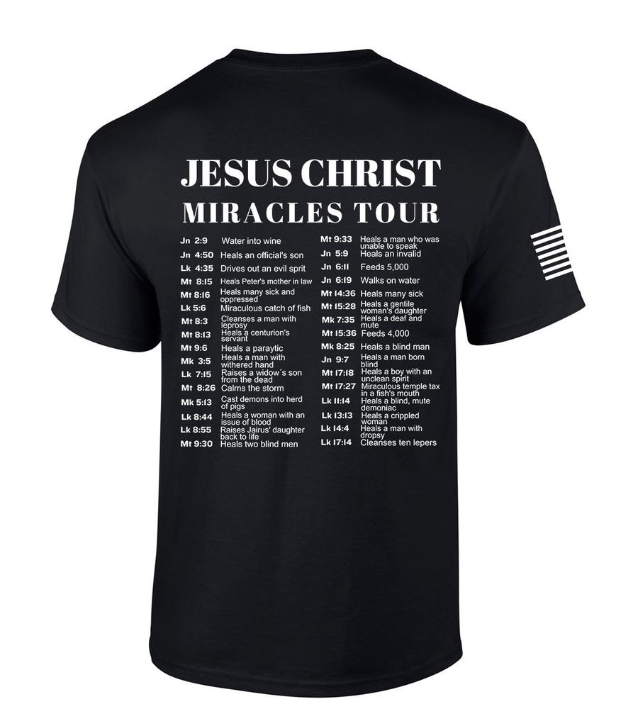Mens Christian Tshirt Jesus Miracles World Tour Scripture Summer Fashion Casual Cotton Graphic T Shirts Streetwear Tops Tee