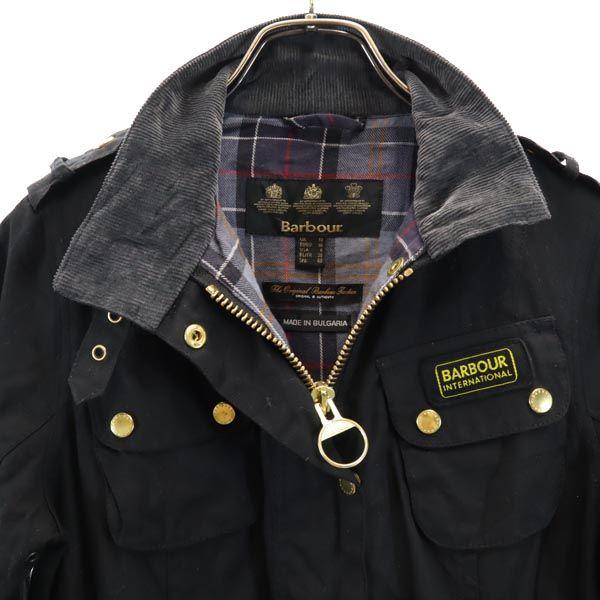 Barbour Wax Cotton Jacket 10 Black Waist Belt Women Used