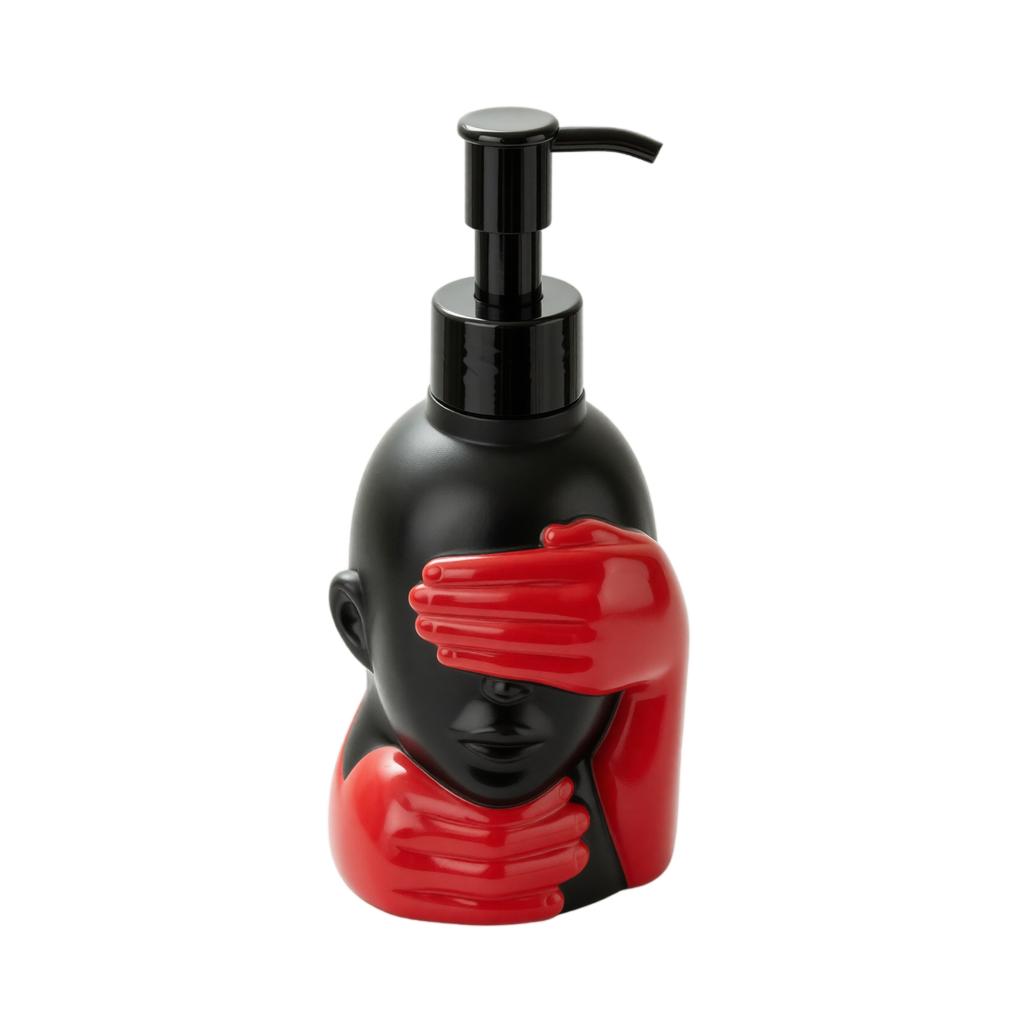 Artistic Hand Covering Face Soap Dispenser Bottle with Pump for Bathroom Shower Gel Shampoo Liquid Soap Lotion Container